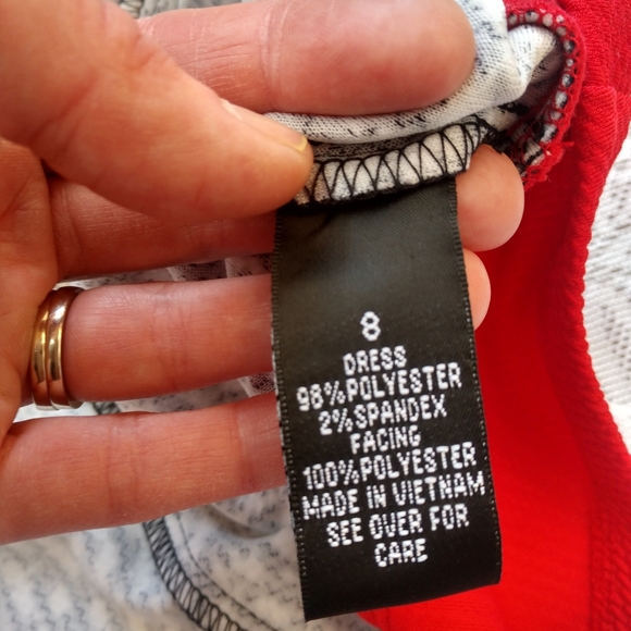 Alyx Black White Fit and Flare Pleated Mid Length Sleeveless Dress with Red Trim - Picture 3 of 8